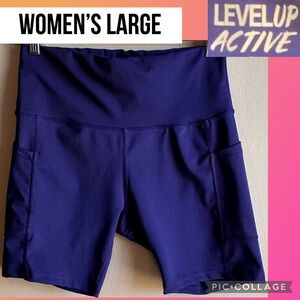 Level Up Womens Shorts Active Purple Pockets Workout Gym Size Large